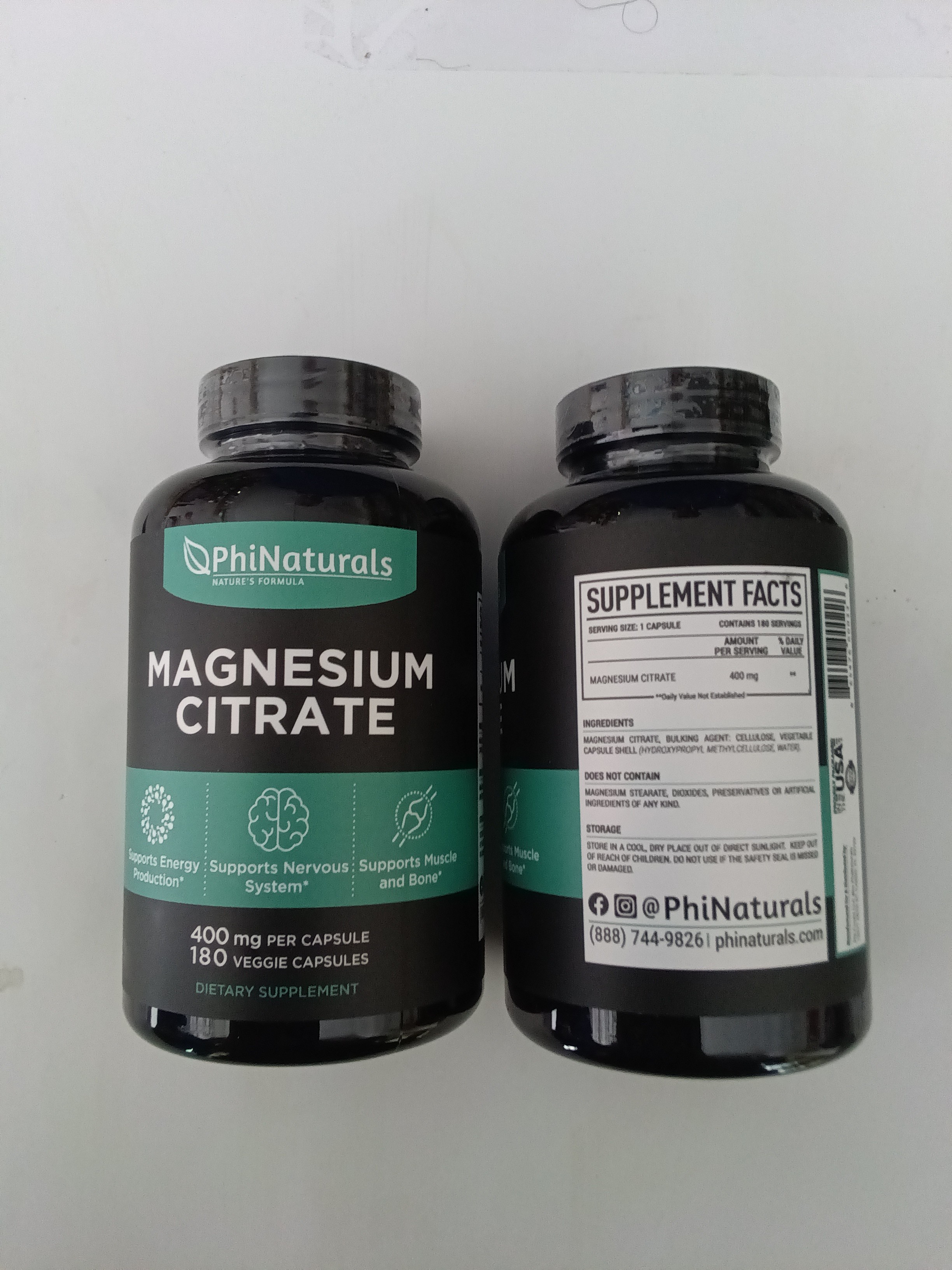 Citrato Magnesio 180cap x 400 MG - Phinaturals