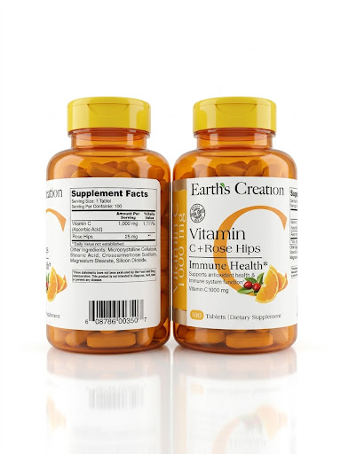 Vitamina C + Rose Hips x 100tab - Earth Creation
