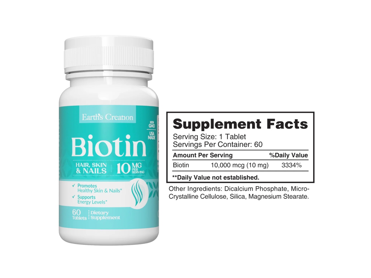 Biotin 10,000 mcg x 60cap - Earth Creation