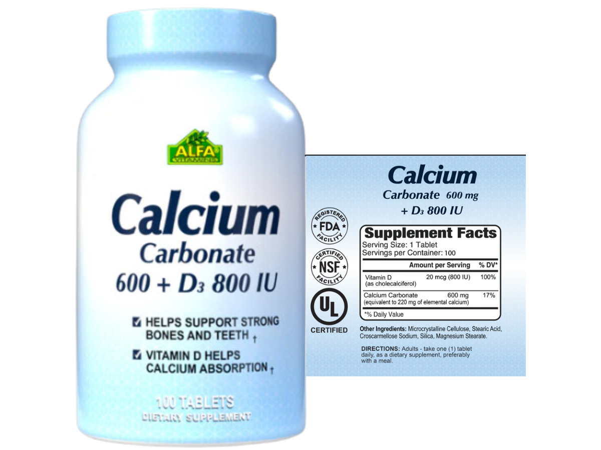 Calcio carbonate x 100cap - Alfa Vitamins