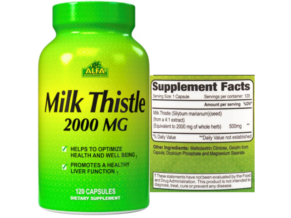 Cardo Mariano (Milk thistle) 2000mg x 120cap - Alfa Vitamins