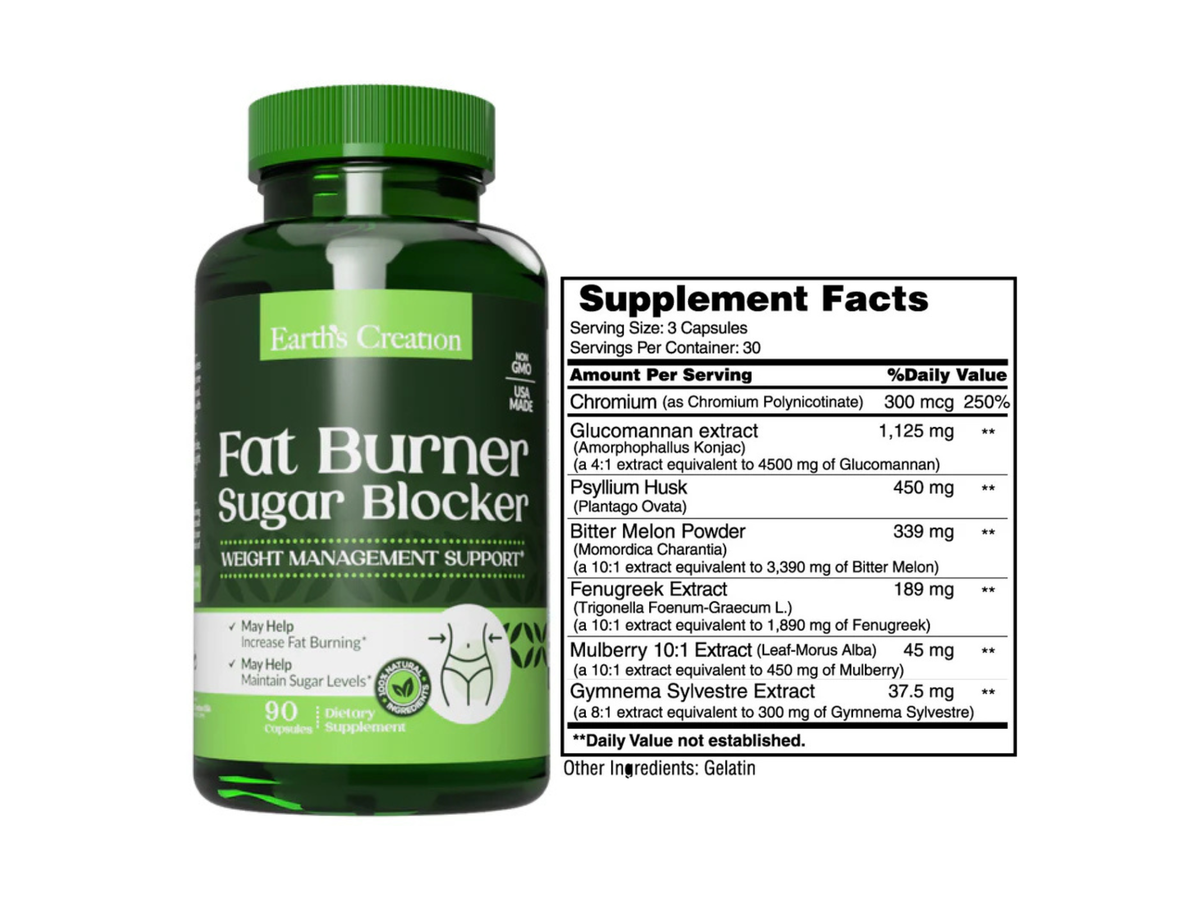 Fat burner sugar blocker 90 cap - Earth Creation