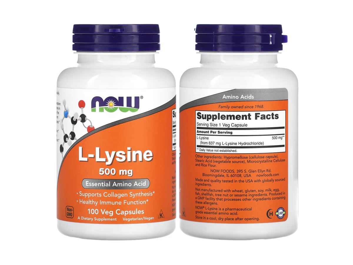 L-Lysine x 100cap - Now