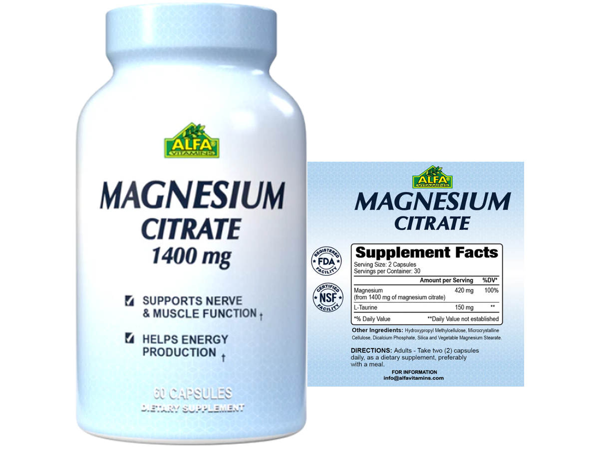Magnesio citrate x 60cap - Alfa Vitamins