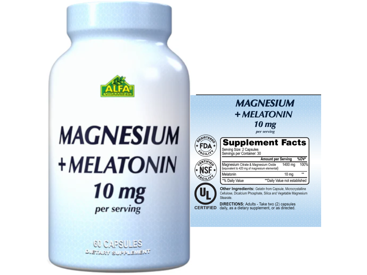 Magnesio + Melatonina x 60cap - Alfa Vitamins