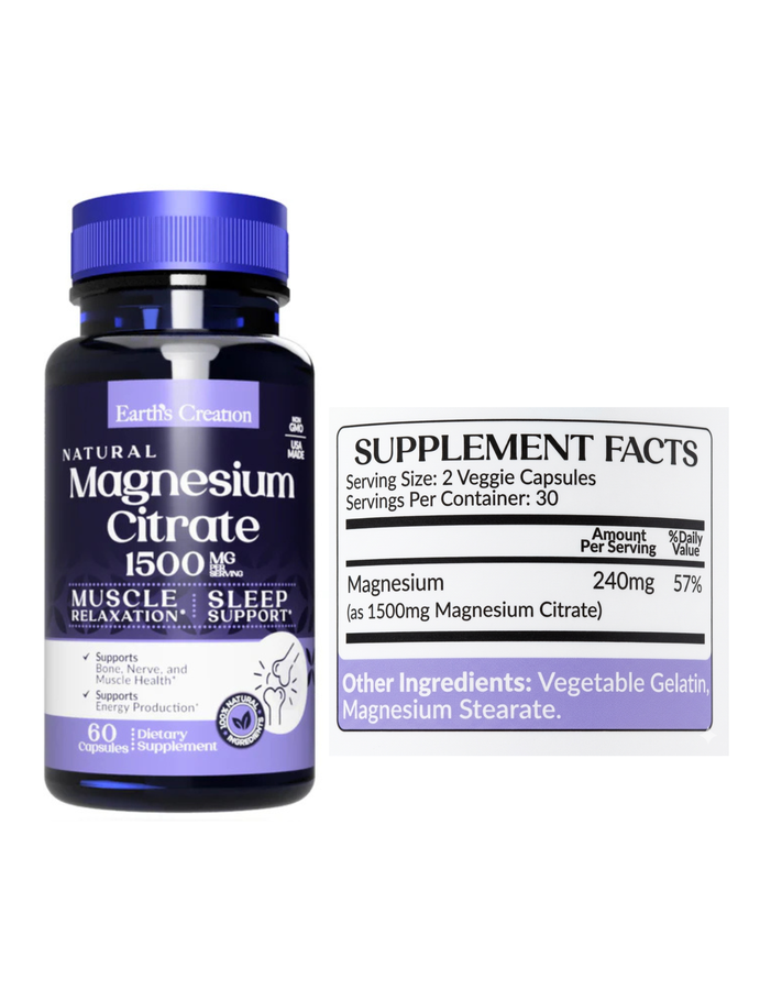 Magnesium Citrate 1500mg x 60cap - Earth Creation