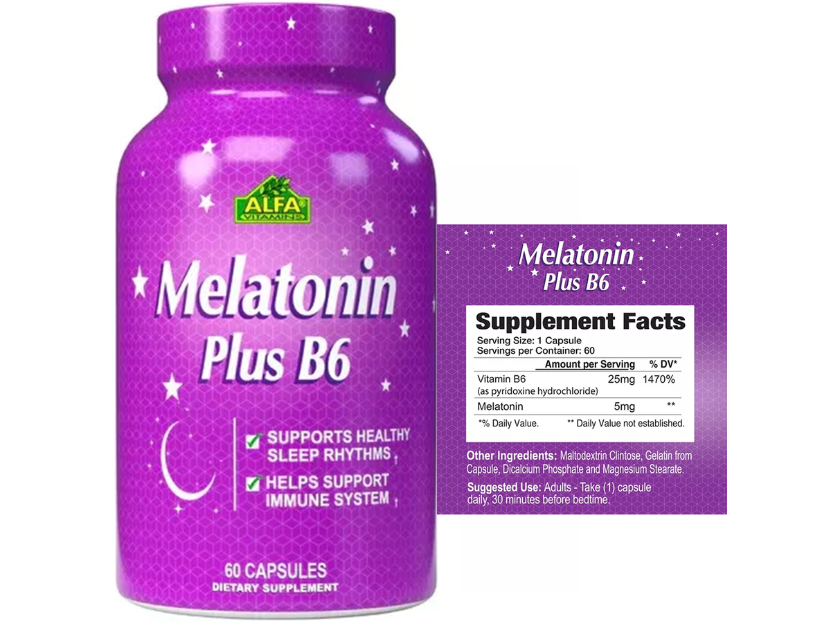 Melatonina + B6 x 60cap - Alfa Vitamins