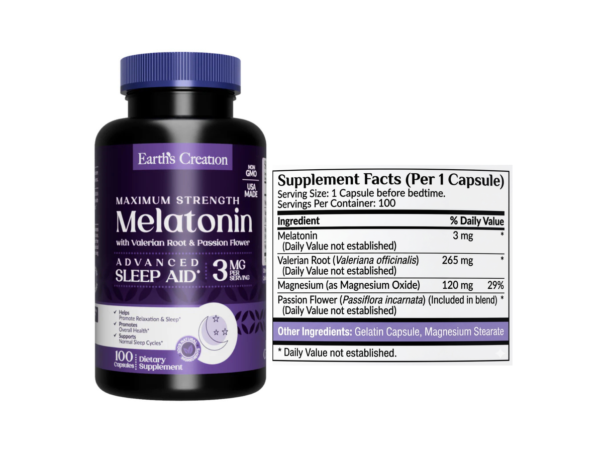 Melatonina + Valerian Root & Passion Flower x 100cap - EC