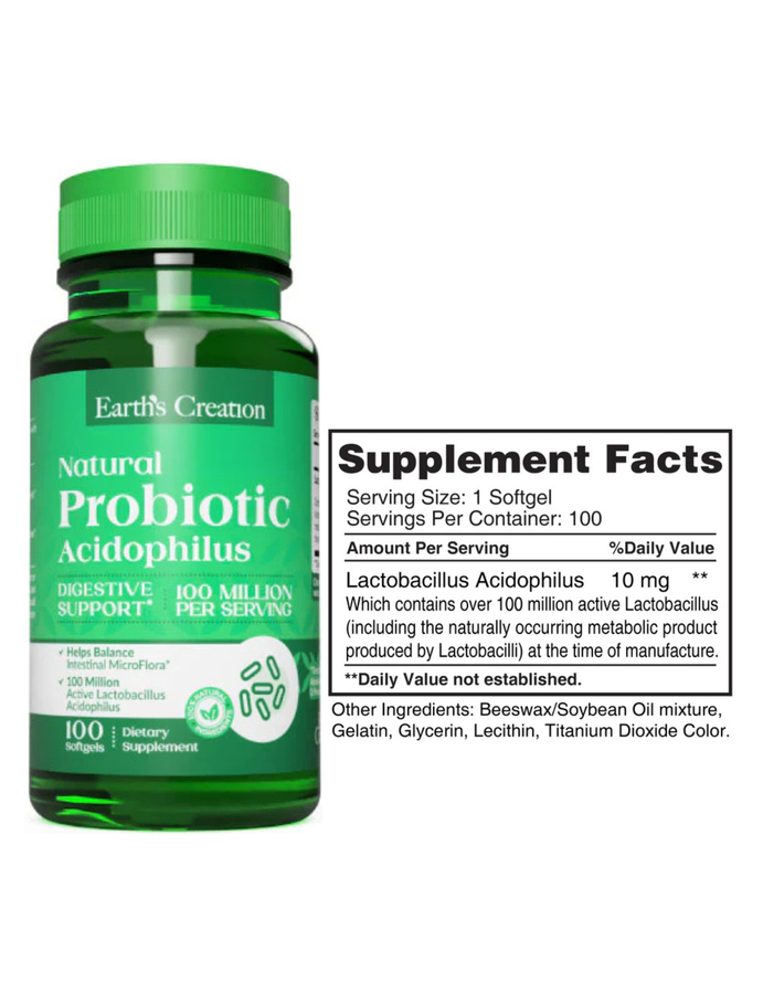 Probiotico Acidophilus x 100 softgels - Earth Creation