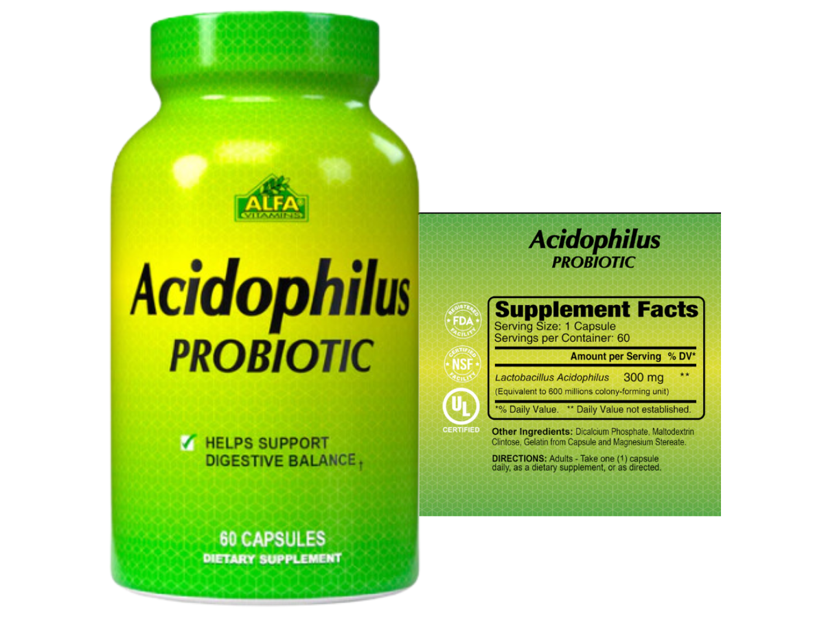 Probiotico Acidophilus x 60cap - Alfa Vitamins