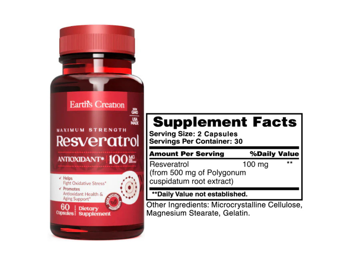 Resveratrol 100mg x 60cap - Earth Creation