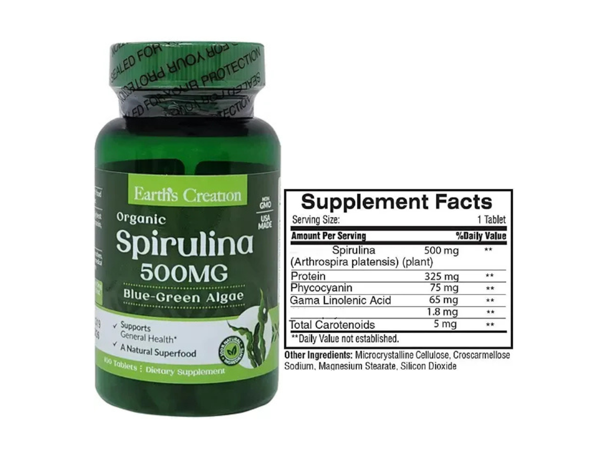 Spirulina 500mg x 100 softgels - Earth Creation
