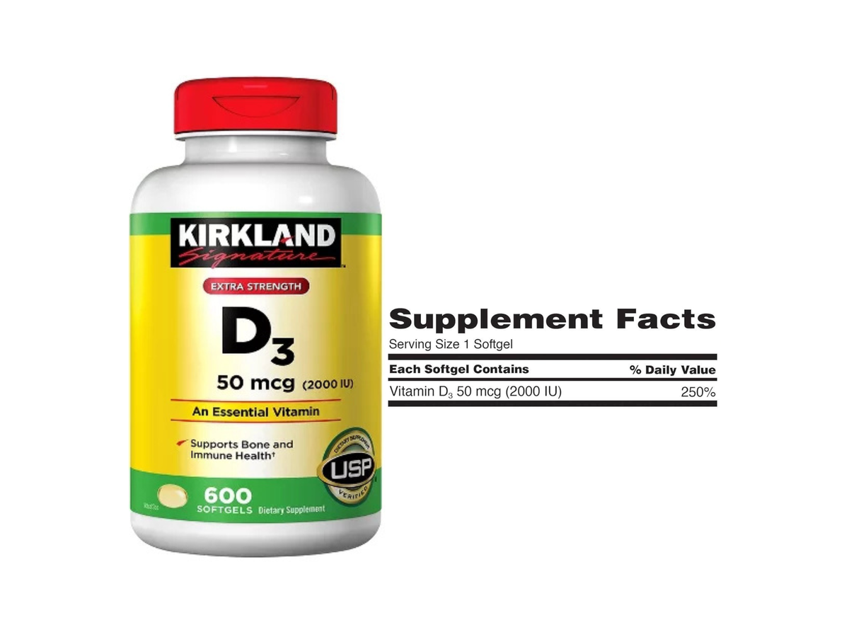 Vitamina D3 2000IU x 600cap - Kirkland