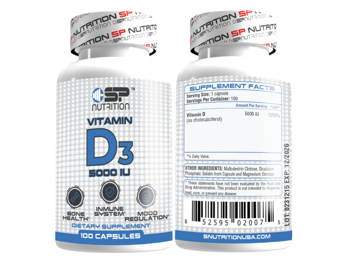 Vitamina D3 5000iu x 100cap - SP Nutrition