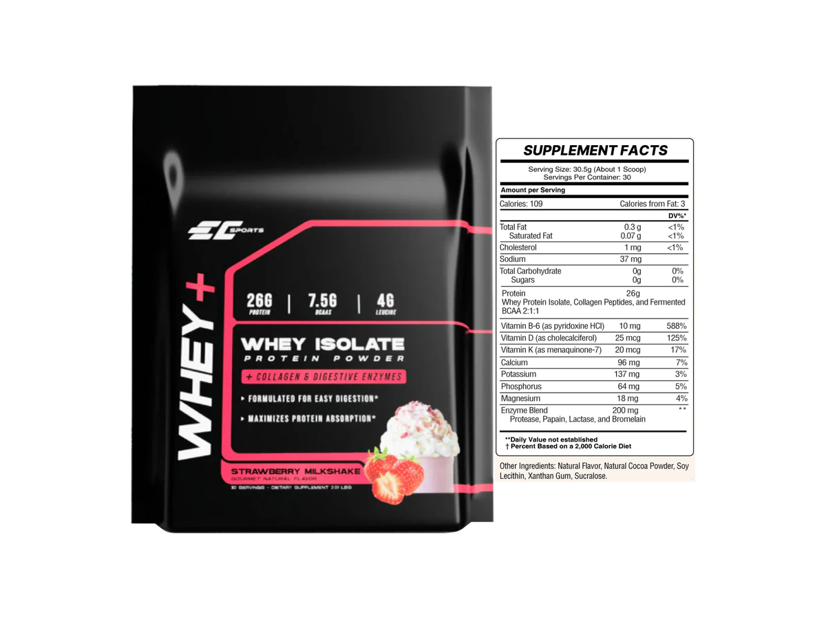 Whey Isolate fresa with Enzymes x 30serv - EC Sport